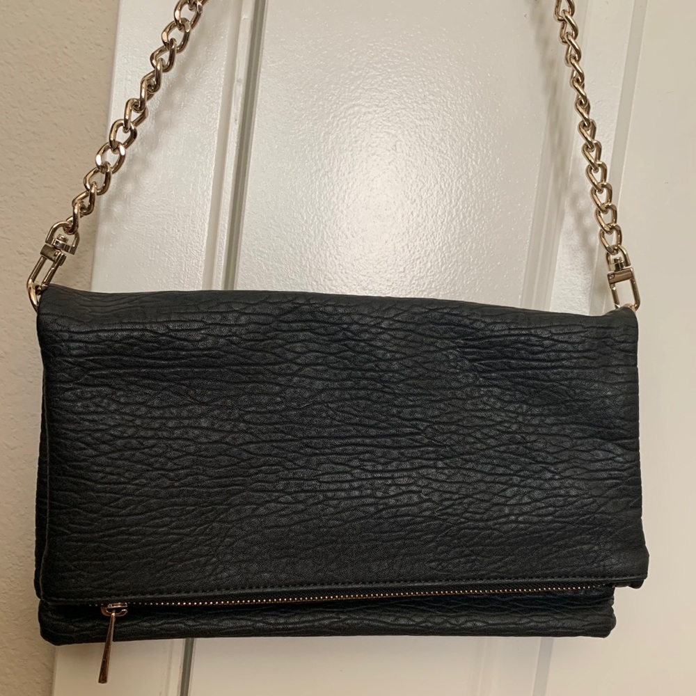 Black faux leather purse